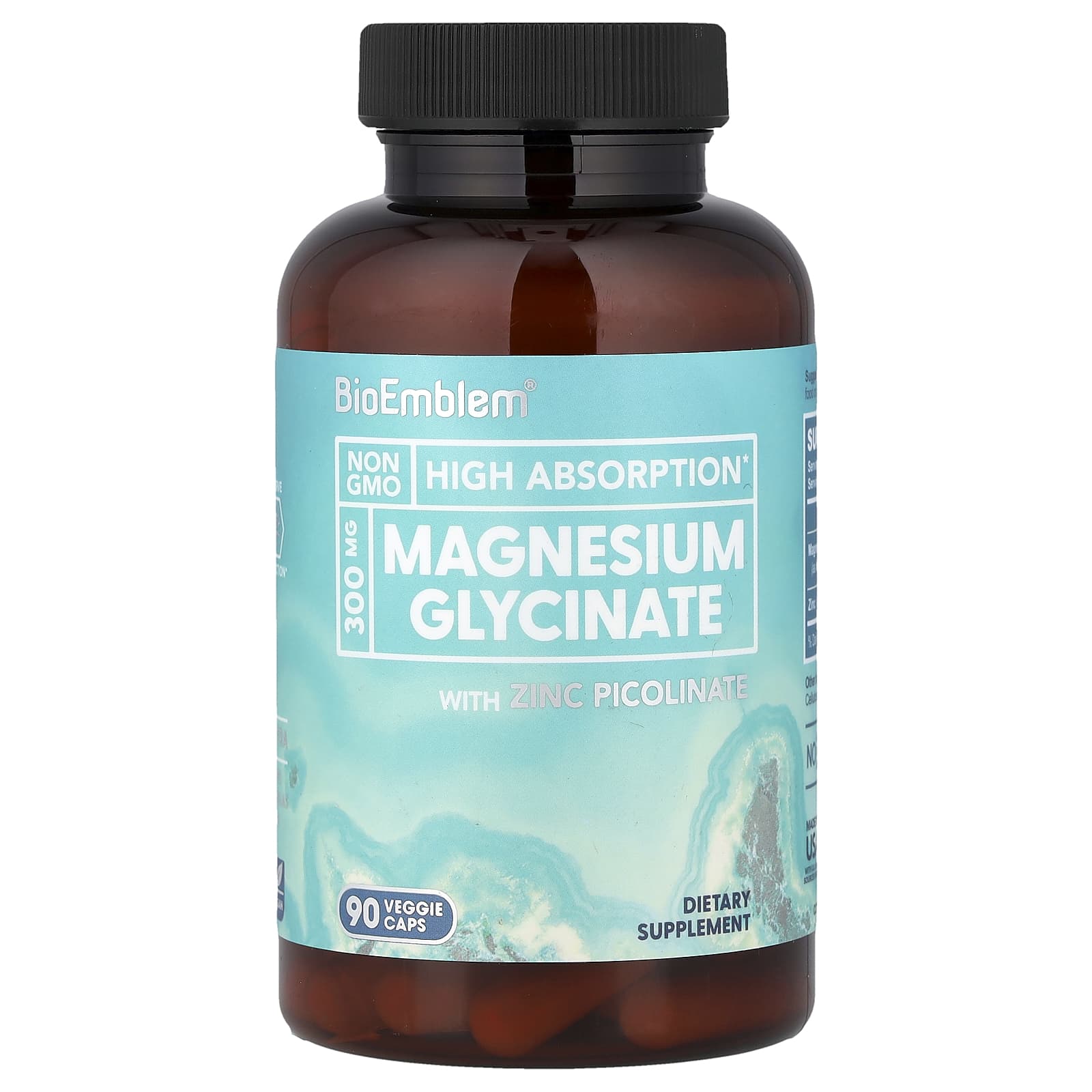 BioEmblem, Magnesium Glycinate with Zinc Picolinate, 90 Veggie Caps