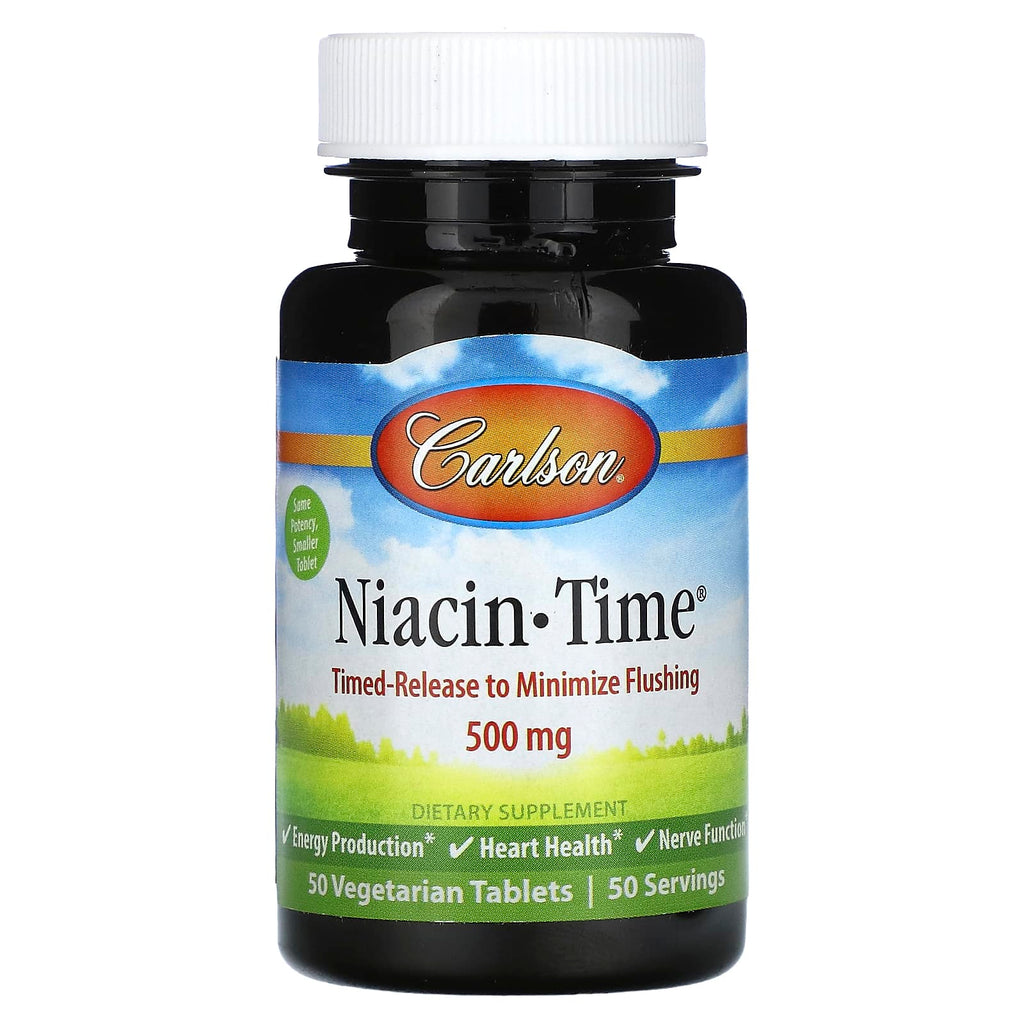 Carlson, Niacin-Time, 500 mg, 50 Vegetarian Tablets