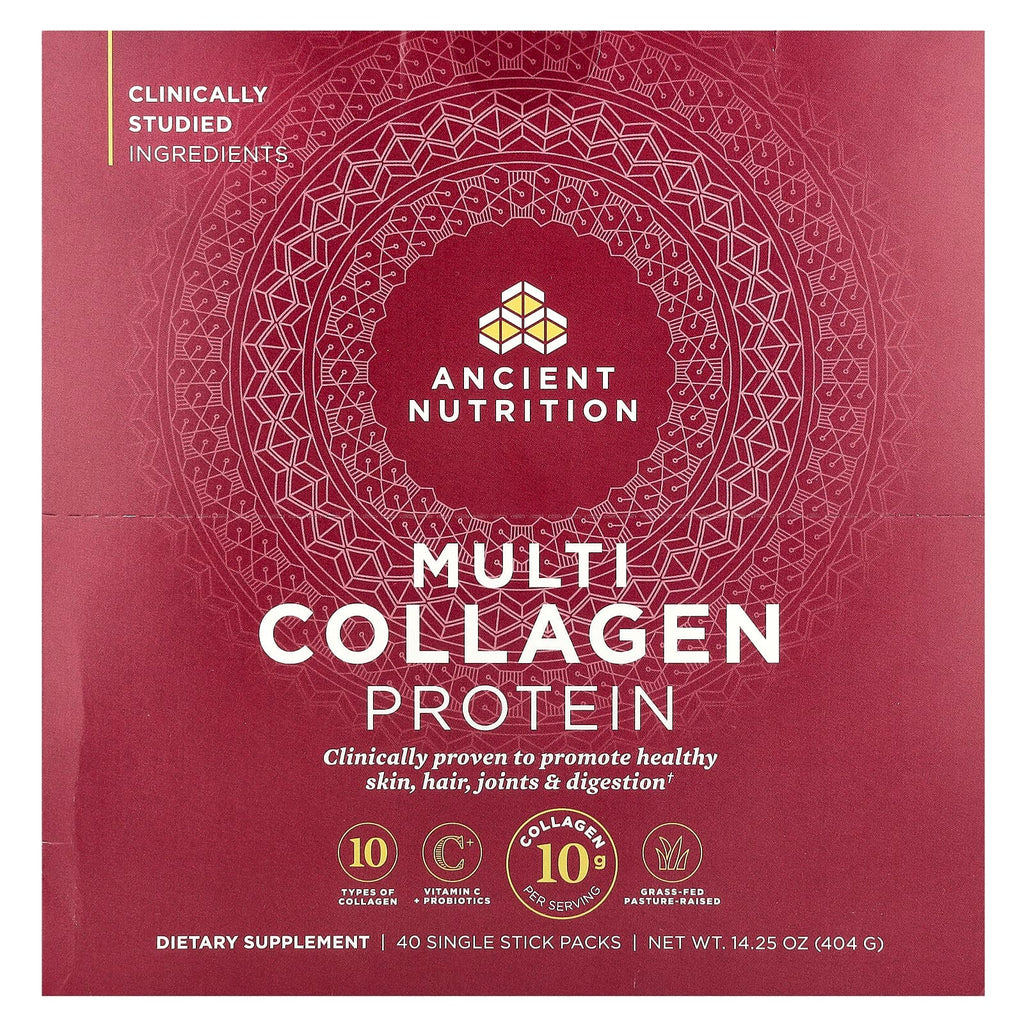 Ancient Nutrition, Multi Collagen Protein, 40 Single Stick Packs, 0.36 oz (10.1 g) Each