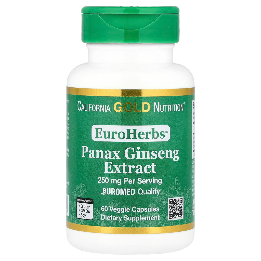California Gold Nutrition, EuroHerbs™, Panax Ginseng Extract, Euromed Quality, 250 mg, 60 Veggie Capsules